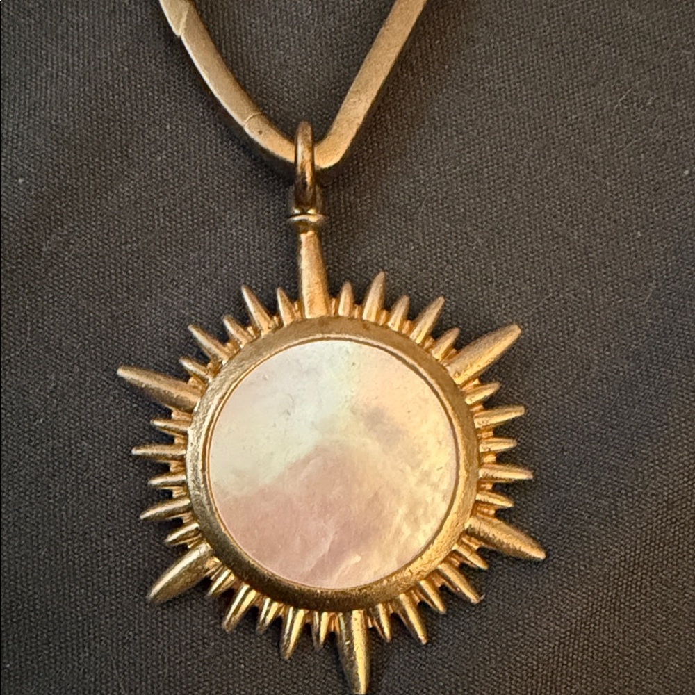 Gold Sunburst Pendant Necklace mother of pearl